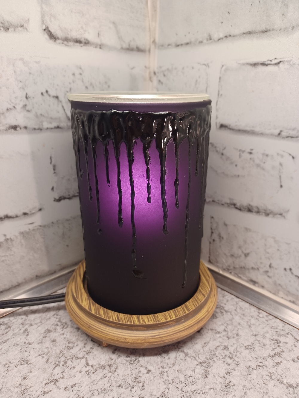 Black Drip Candle purple Simmering Lights Wax Warmer Pink Zebra WOODGRAIN base